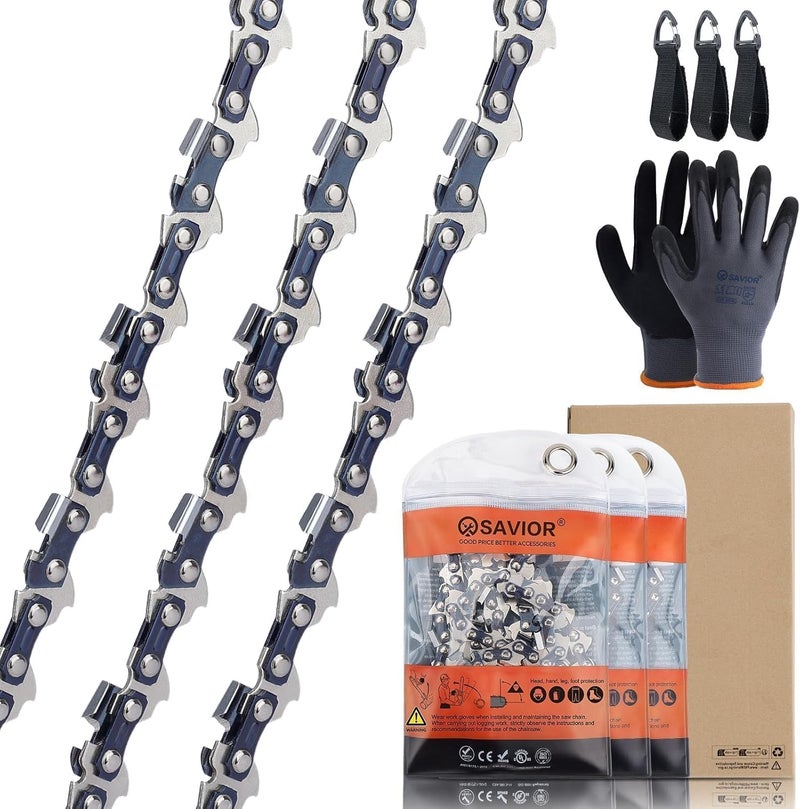 Savior S62 18 Inch Chainsaw Chain Replacement for EGO AC1800 / CS1800 / CS1803 / CS1804 Poulan Pro PR4218 / PP4218A / PP3516AVX Oregon CS1500 18-Inch Chainsaw -3/8"LP Pitch .050" Gauge 62 Drive Links - Image 1